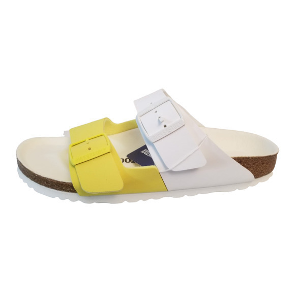 NIB$160 BIRKENSTOCK Arizona Split Leather White Yellow US 9-9.5 - Picture 2 of 11